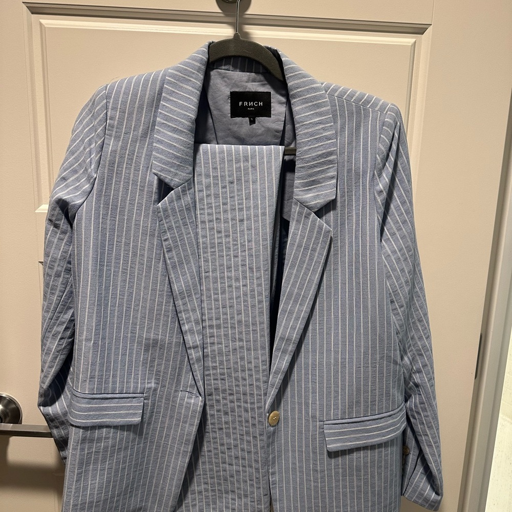 Frenchi Blue Striped women’s Blazer and pant set